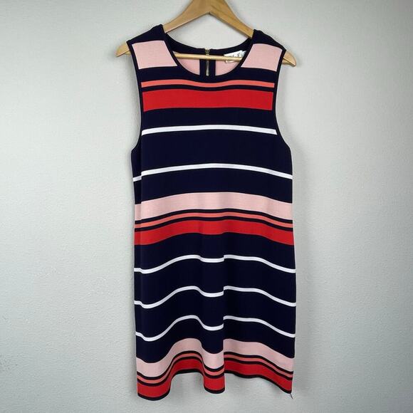 ELIZA J Striped Sleeveless Sheath Dress XL Rayon Blend Office Wear - Picture 2 of 9